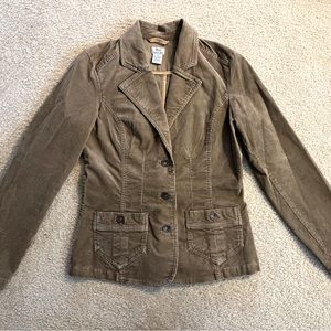 Bass Jeans Women's Tan Brown Stretch Corduroy 3-Button Blazer Jacket - Size S
